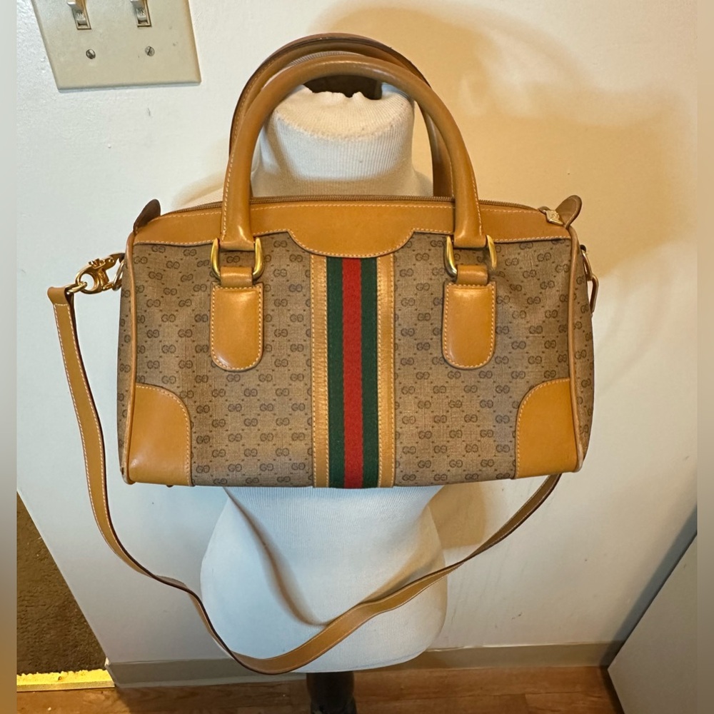 Vintage Gucci Micro GG Web Boston Bag w/ Strap - Picture 5 of 16